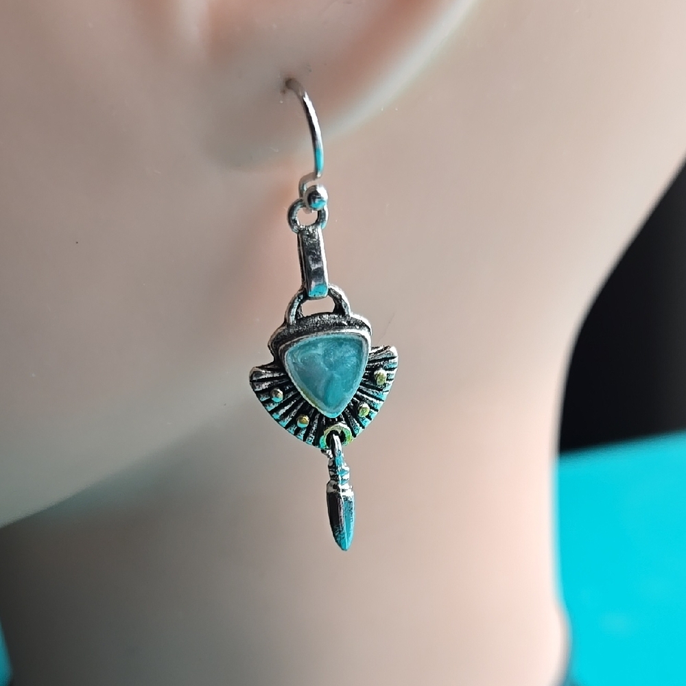 Silver and Blue Dangle Earrings